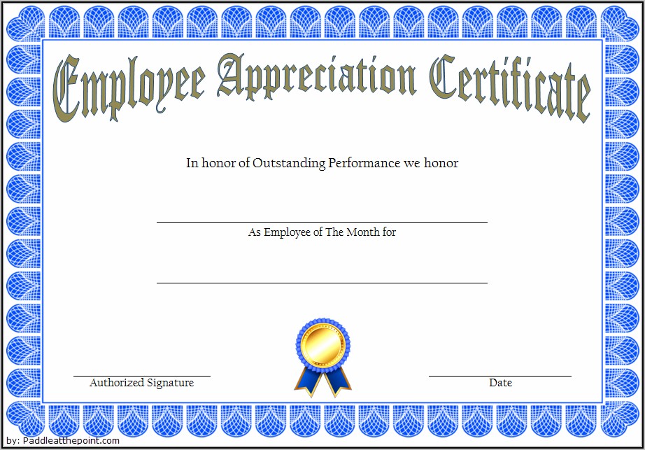 Employee Appreciation Certificate Template Free
