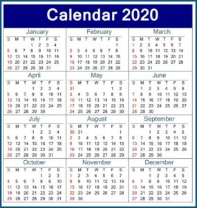 Employee Attendance Calendar 2020 Template