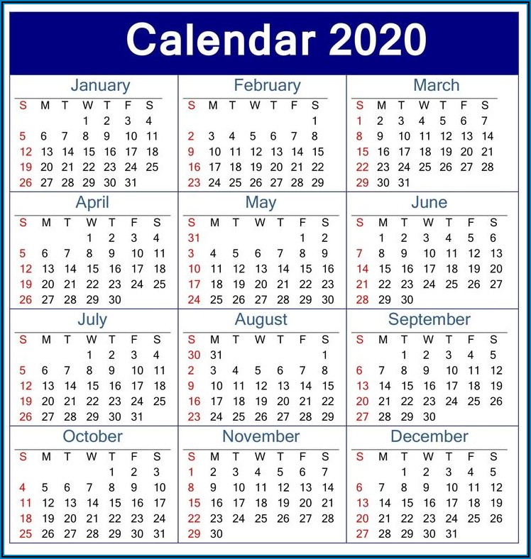 Employee Attendance Calendar 2020 Template