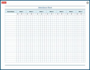 Employee Attendance Calendar Template