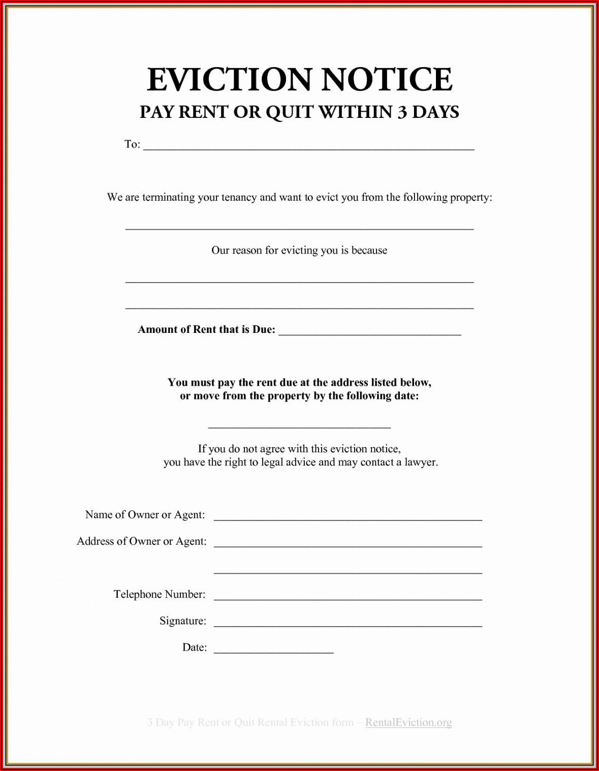 Eviction Notice Template Free Download Uk