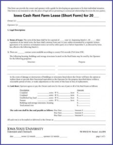 Farmland Rental Agreement Template