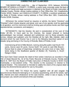 Florida Corrective Quit Claim Deed Form