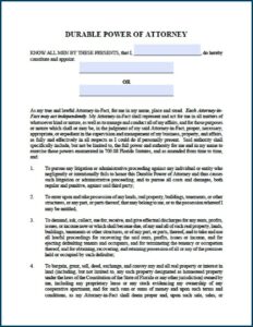 Florida Health Care Power Of Attorney Template