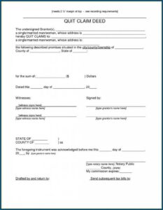 Florida Quit Claim Deed Form Orange County