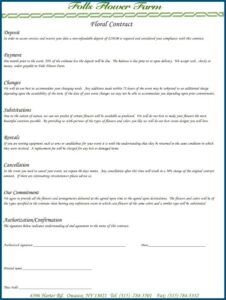 Florist Contract Template