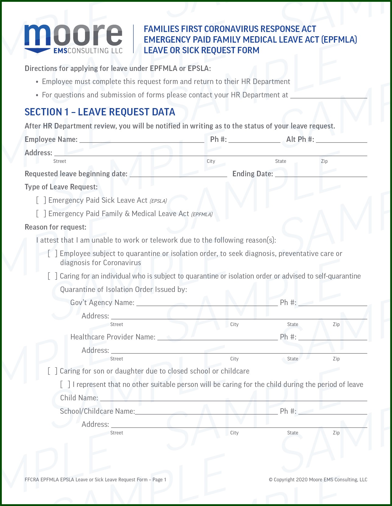 Form For Emergency Fmla Leave Request