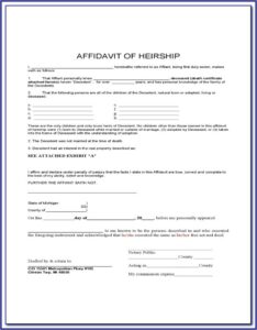 Free Affidavit Of Heirship Form Tennessee