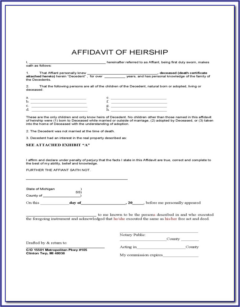 Free Affidavit Of Heirship Form Tennessee