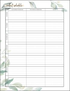 Free Blank Workout Schedule Template