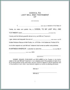 Free Codicil Form Australia