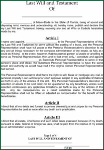 Free Codicil Form Florida