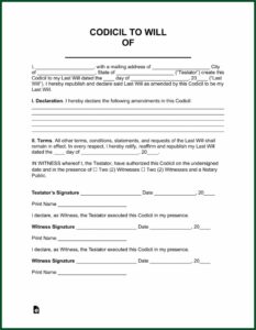 Free Codicil To Will Forms