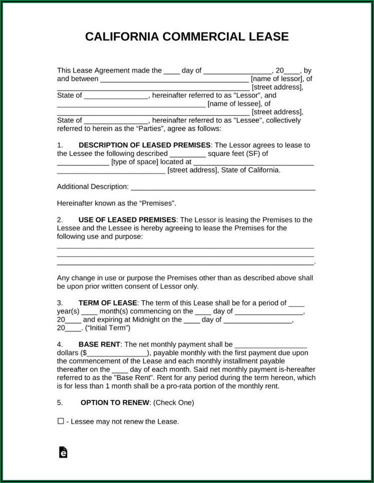 Free Commercial Lease Forms