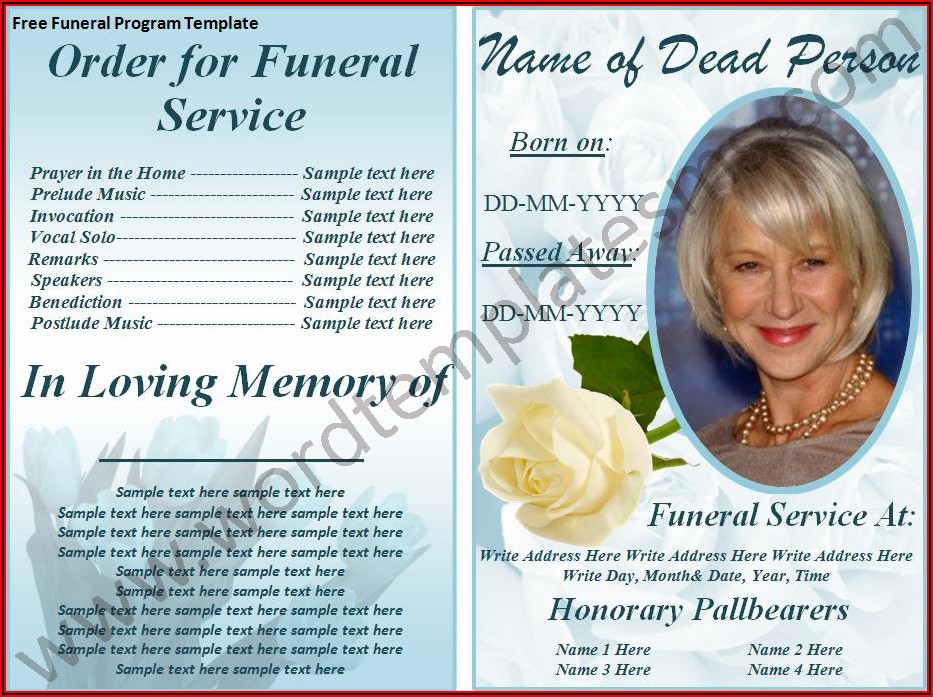 Free Editable Funeral Card Template