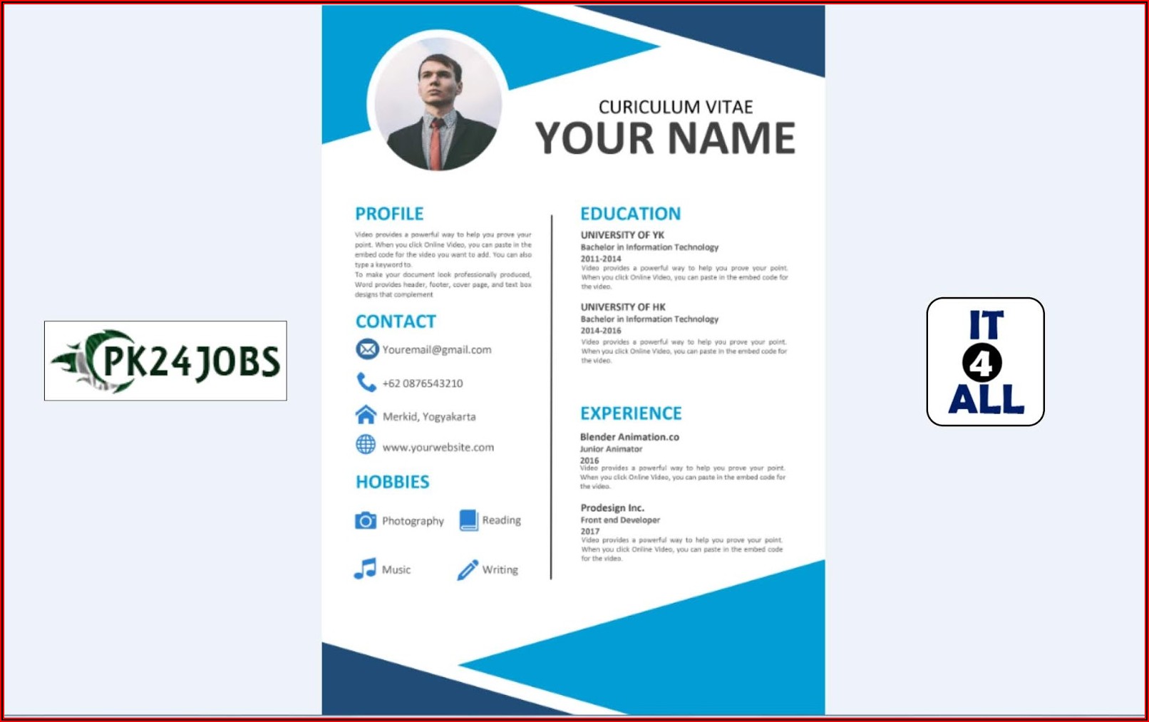 Free Editable Resume Template Download