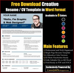 Free Editable Resume Templates Download