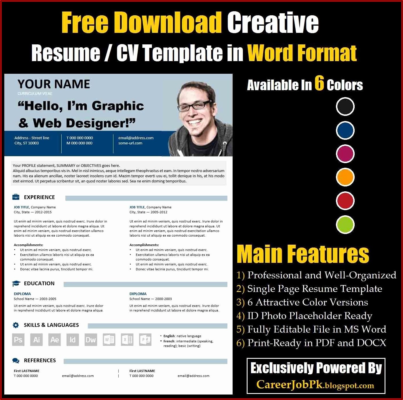 Free Editable Resume Templates Download