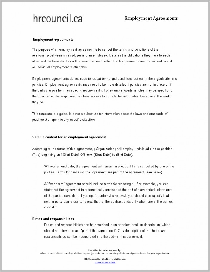 Free Employment Contract Template Ontario