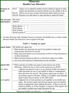 Free Health Care Directive Form Mn