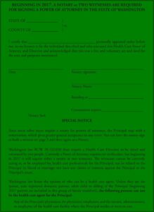 Free Health Care Directive Form Washington State