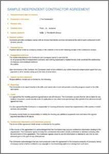 Free Independent Contractor Contract Template