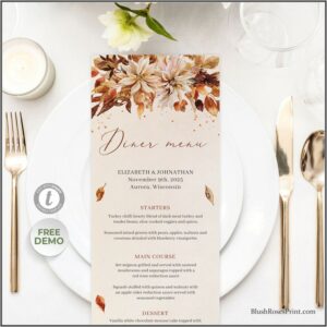 Free Printable Bridal Shower Menu Templates