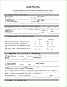 Free Printable House Rental Application Form