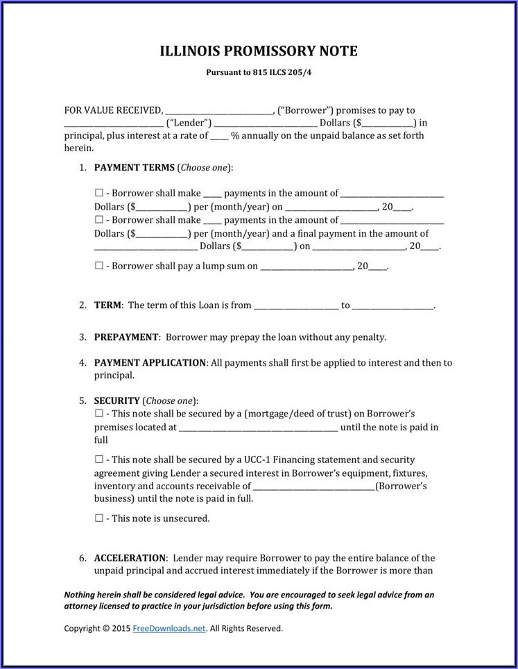 Free Promissory Note Form Pdf