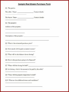 Free Real Estate Purchase Agreement Template