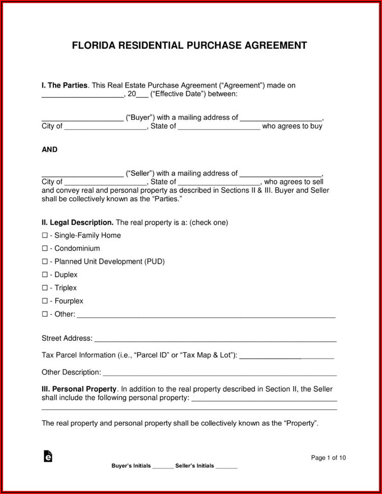 Free Real Estate Purchase And Sale Agreement Template