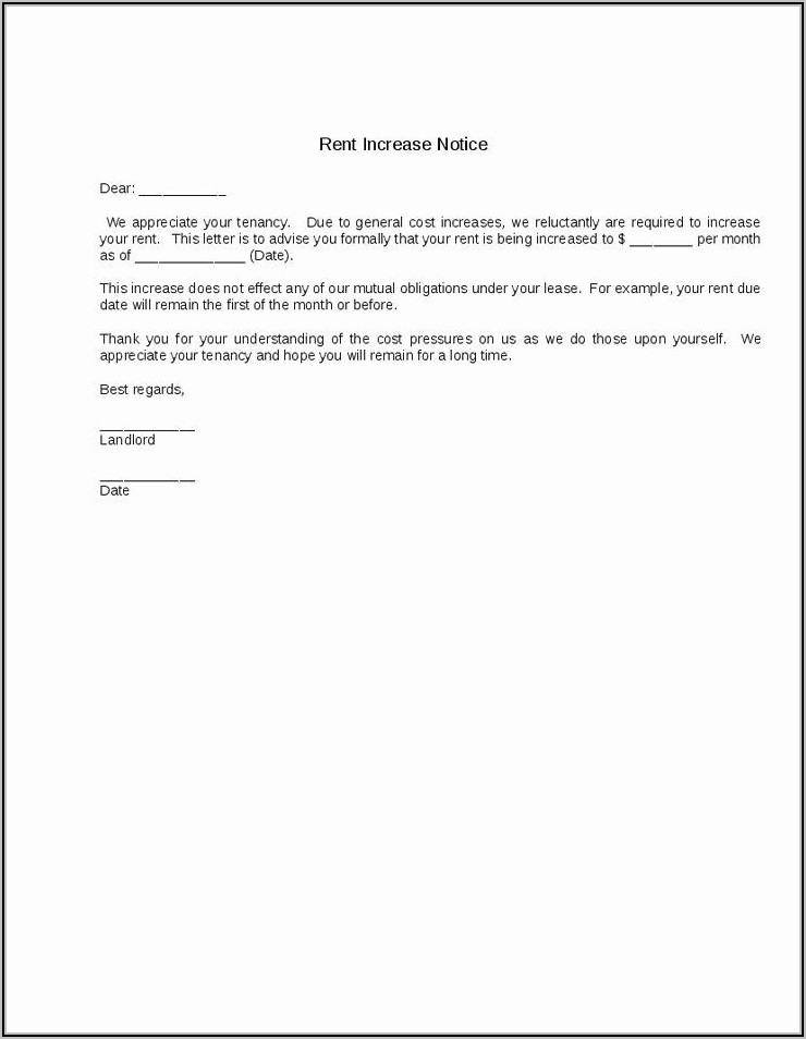 Free Rent Increase Letter Template