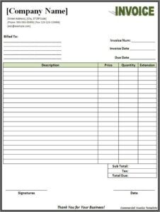 Free Sample Invoice Format