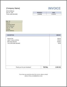 Free Sample Invoice Template Excel