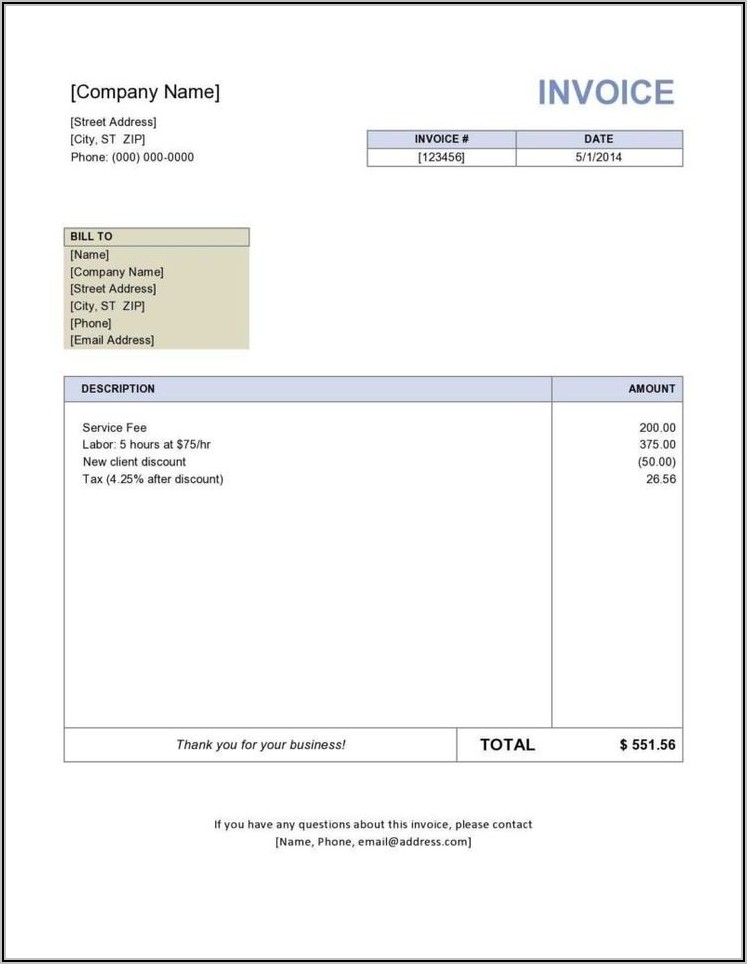 Free Sample Invoice Template Excel