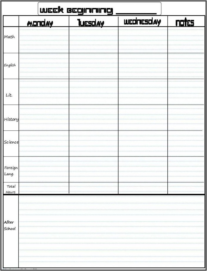 Free Weekly Lesson Plan Template High School