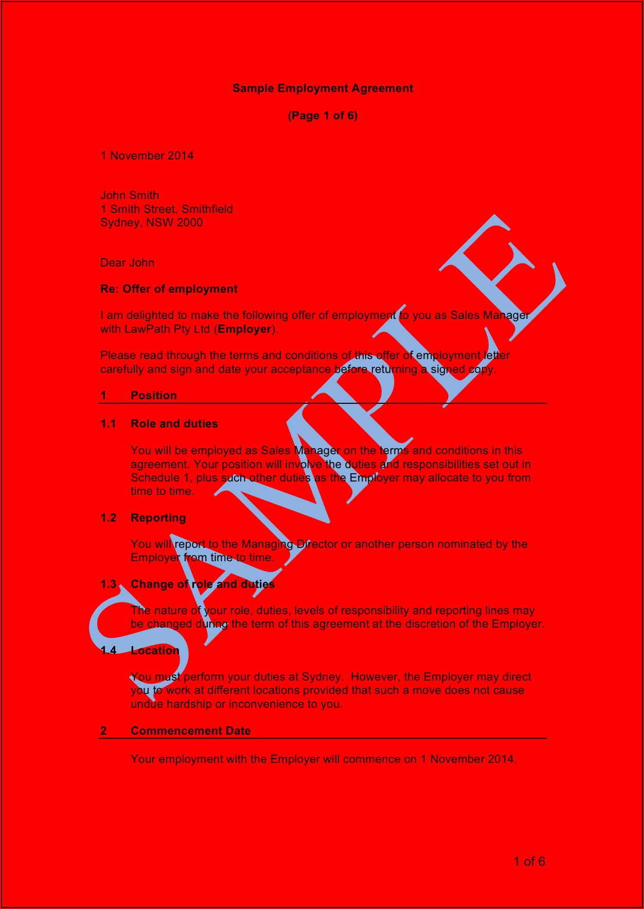 Full Time Employment Contract Example