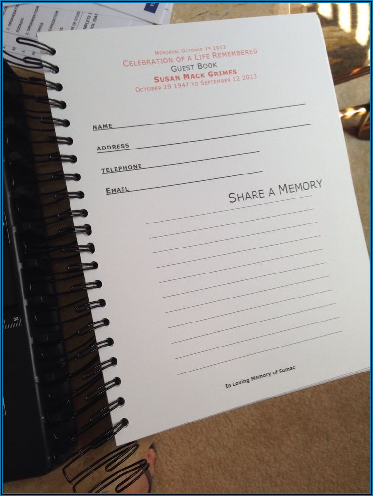 Funeral Guest Book Template