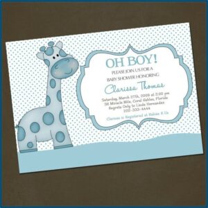 Giraffe Baby Shower Invitations Template