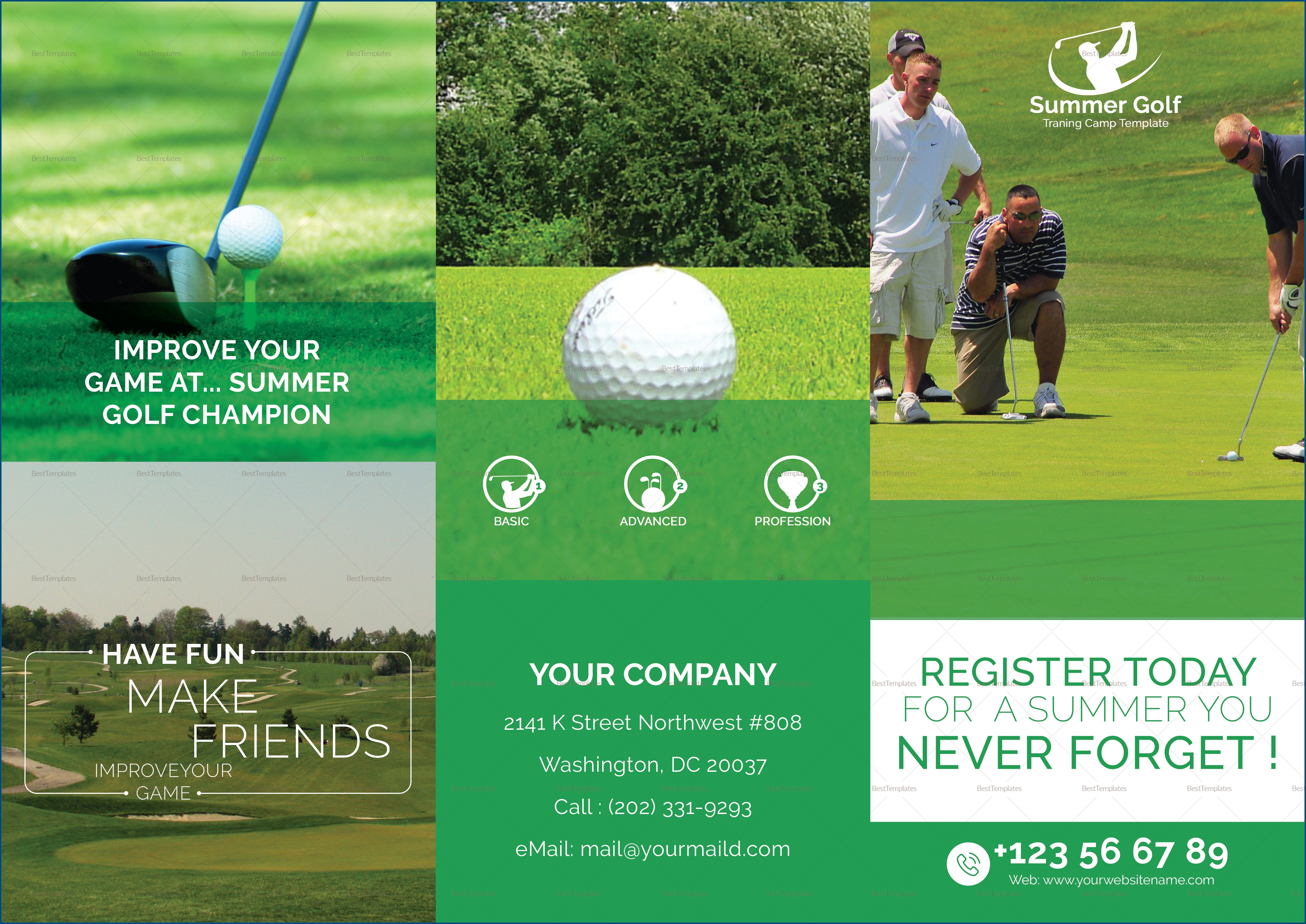 Golf Tournament Tri Fold Brochure Template Free