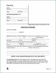 Hawaii Quit Claim Deed Form