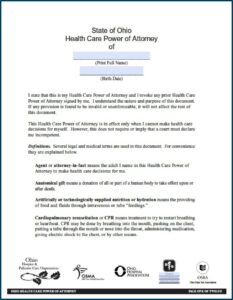 Health Care Power Of Attorney Forms Ohio