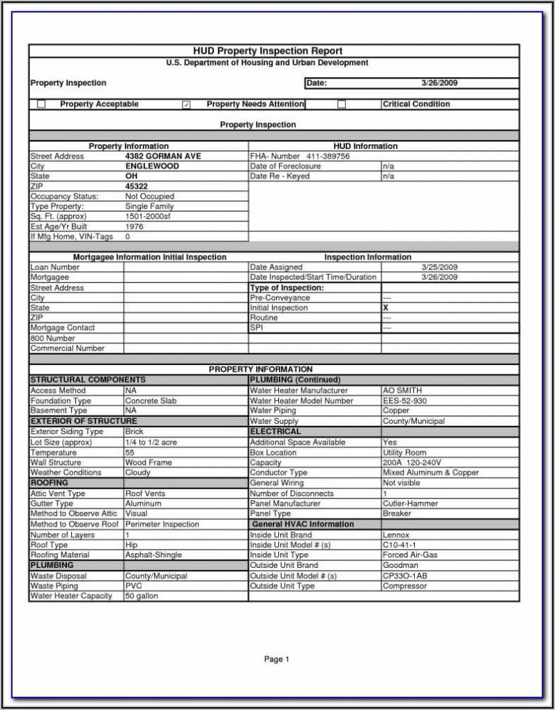 House Condition Report Template