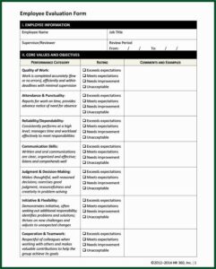 Hr Evaluation Form Template