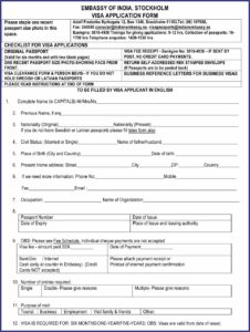 Indian Visa Application Form