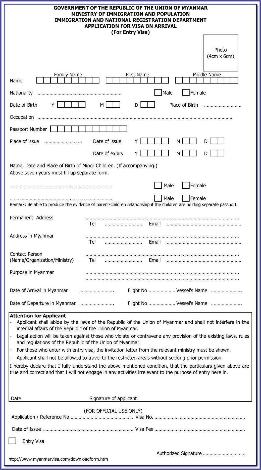 Indian Visa Application Forms