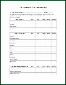 Job Applicant Evaluation Form Template