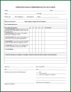 Job Evaluation Form Examples