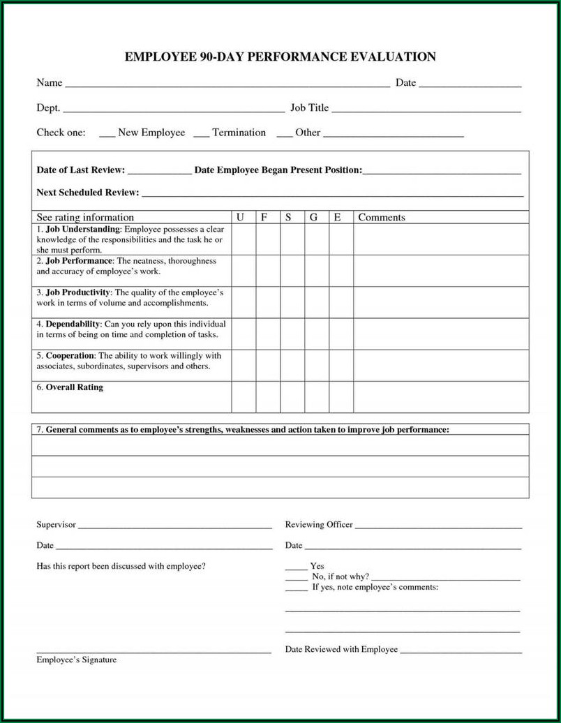 Job Evaluation Form Examples