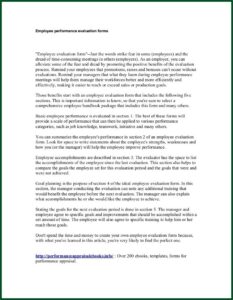 Job Performance Evaluation Form Templates